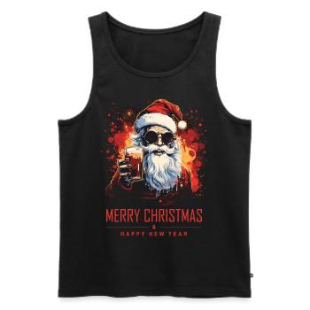 Funny Santa Claus Santa Claus Drinks Alcohol - Men's Premium Organic Tank Top - black - Front - AI Model Male 178 light (178cm)
