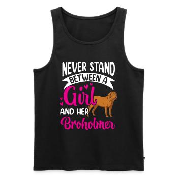Never stand between the girl and the Broholmer - Men's Premium Organic Tank Top - black - Front - Michal (187cm)