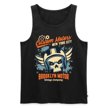 Motorcycle Skull, Biker Skull, Brooklyn Motor - Men's Premium Organic Tank Top - black - Front - AI Model Male 178 light (178cm)