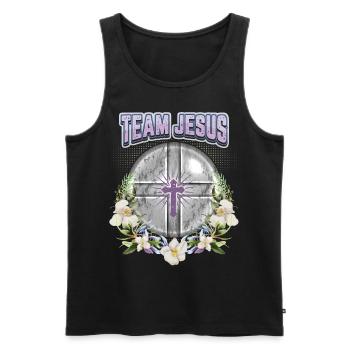 Jesus Christ Saying Vintage Orchids Team Jesus - Men's Premium Organic Tank Top - black - Front - Michal (187cm)