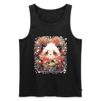 Panda Pandas de Noël Panda de Noël - Débardeur bio Premium Homme - noir - Devant - AI Model Male 178 light (178cm)