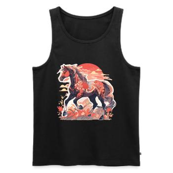 Horse Horses Mare Folen Riding Rider Gift - Men's Premium Organic Tank Top - black - Front - Michal (187cm)