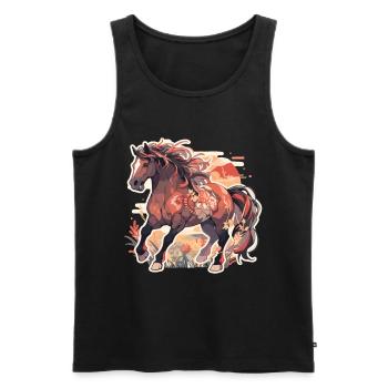Horse Horses Mare Folen Riding Rider Gift - Men's Premium Organic Tank Top - black - Front - Michal (187cm)