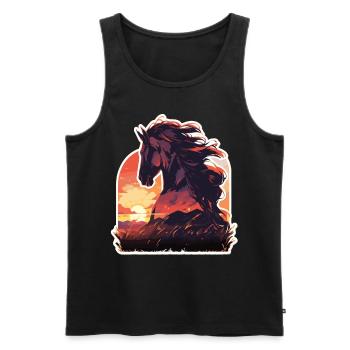 Horses, Sunset, Horse, Stallion, Riding - Men's Premium Organic Tank Top - black - Front - Michal (187cm)