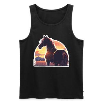 Pferd Retro Pferd Sonnenuntergang Reiten - Männer Premium Bio Tank Top - Schwarz - Vorne - AI Model Male 178 light (178cm)