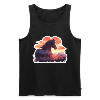 Rappe Pferde Schwarzes Pferd Reiten Reiter - Männer Premium Bio Tank Top - Schwarz - Vorne - Michal (187cm)
