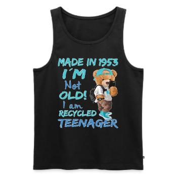 1953 Geburtstag Teddy funny old Teenager - Männer Premium Bio Tank Top - Schwarz - Vorne - Michal (187cm)