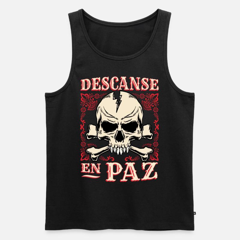 Totenkopf, Crossbones Knochen Spruch Rest-In-Peace - Männer Premium Bio Tank Top - Schwarz
