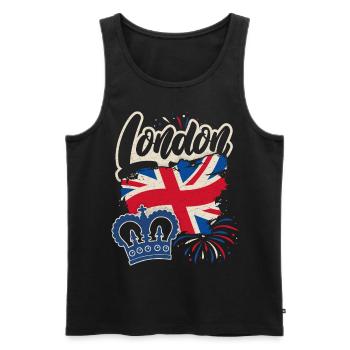 London England, Great Britain Flag and Crown - Men's Premium Organic Tank Top - black - Front - Michal (187cm)