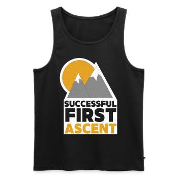 Bergsteiger, Berge besteigen, Berggipfel Spruch - Männer Premium Bio Tank Top - Schwarz - Vorne - AI Model Male 178 light (178cm)