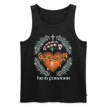 Jesus, Jesus Christus, Herz mit Dornenkrone - Männer Premium Bio Tank Top - Schwarz - Vorne - AI Model Male 178 light (178cm)