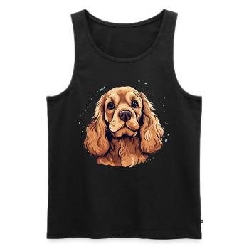 Épagneul Dog Cocker - Débardeur bio Premium Homme - noir - Devant - AI Model Male 178 light (178cm)