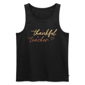 Thankful Teacher Turkey Pilgrim Retro Thanksgiving - Männer Premium Bio Tank Top - Schwarz - Vorne - Michal (187cm)
