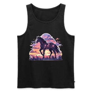 Pferd Pferde Ross Gaul Reiten Pferdekopf Reiter - Männer Premium Bio Tank Top - Schwarz - Vorne - Michal (187cm)