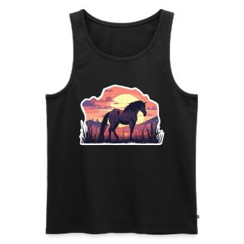 Pferd Pferde Ross Gaul Reiten Pferdekopf Reiter - Männer Premium Bio Tank Top - Schwarz - Vorne - Michal (187cm)