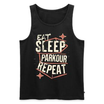 Manger Dormir Parkour Répéter le dicton sportif - Débardeur bio Premium Homme - noir - Devant - AI Model Male 178 light (178cm)