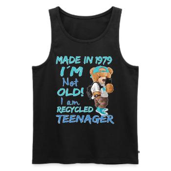1979 Geburtstag Teddy funny old Teenager - Männer Premium Bio Tank Top - Schwarz - Vorne - Michal (187cm)