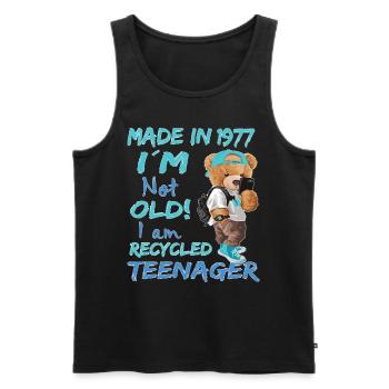 1977 Geburtstag Teddy funny old Teenager - Männer Premium Bio Tank Top - Schwarz - Vorne - Michal (187cm)