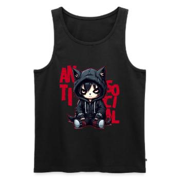Dark Antisocial Emo Cat Gothic Menhera Aesthetic - Männer Premium Bio Tank Top - Schwarz - Vorne - Michal (187cm)