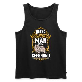 Mann mit Wolfsspitz Deutscher Spitz - Männer Premium Bio Tank Top - Schwarz - Vorne - Michal (187cm)