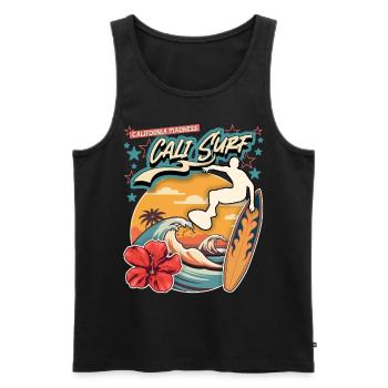 Kalifornien Surfer, Surfen, Vintage Surfboard - Männer Premium Bio Tank Top - Schwarz - Vorne - Michal (187cm)