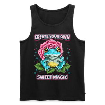Funny Frog, Cottagecore Saying, Faecore - Men's Premium Organic Tank Top - black - Front - AI Model Male 178 light (178cm)