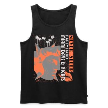 Miami Florida, Party, Art Deco Poster - Men's Premium Organic Tank Top - black - Front - AI Model Male 178 light (178cm)