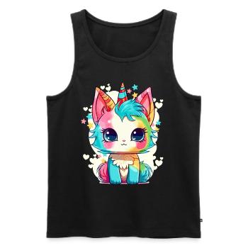 Caticorn Vibes Kawaii Anime Unicorn Cat Cute Carto - Männer Premium Bio Tank Top - Schwarz - Vorne - Michal (187cm)