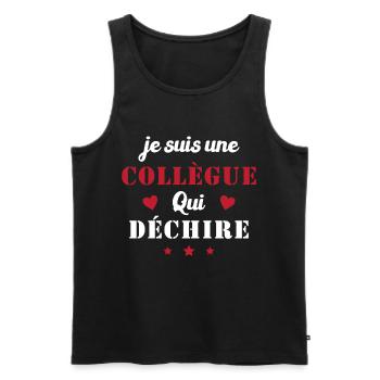 je suis une collègue qui déchire / humour femme - Débardeur bio Premium Homme - noir - Devant - Michal (187cm)