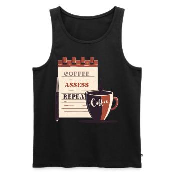 Coffee Assess Repeat Funny Coffee Lover School Cou - Männer Premium Bio Tank Top - Schwarz - Vorne - Michal (187cm)