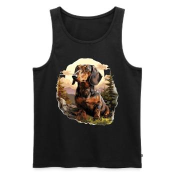Hund Dackel - Männer Premium Bio Tank Top - Schwarz - Vorne - AI Model Male 178 light (178cm)