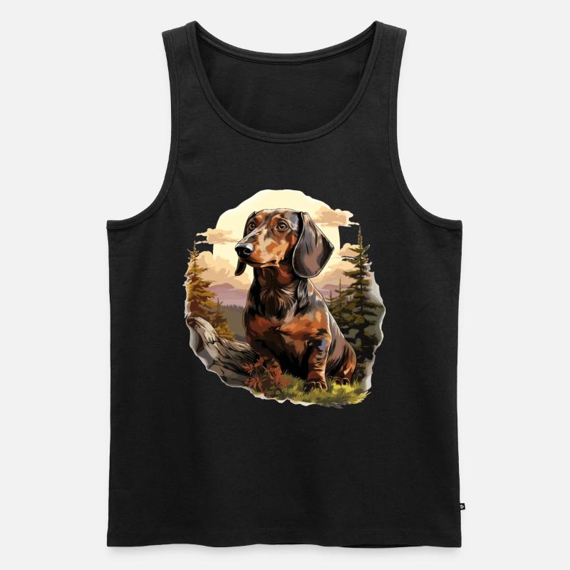 Hund Dackel - Männer Premium Bio Tank Top - Schwarz