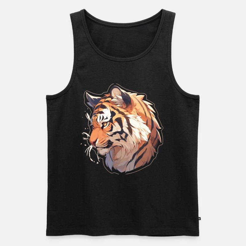 Tiger - Männer Premium Bio Tank Top - Schwarz