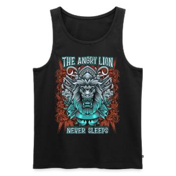 Löwen Spruch, mythologischer Löwe, Löwenkopf - Männer Premium Bio Tank Top - Schwarz - Vorne - Michal (187cm)