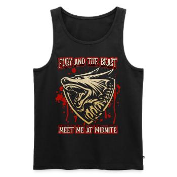 Werwolf und Blutspritzer, Spruch, Zombie-Monster - Männer Premium Bio Tank Top - Schwarz - Vorne - AI Model Male 178 light (178cm)