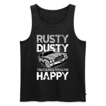 Rusty Dusty Treasures Make Me Happy - Männer Premium Bio Tank Top - Schwarz - Vorne - AI Model Male 178 light (178cm)