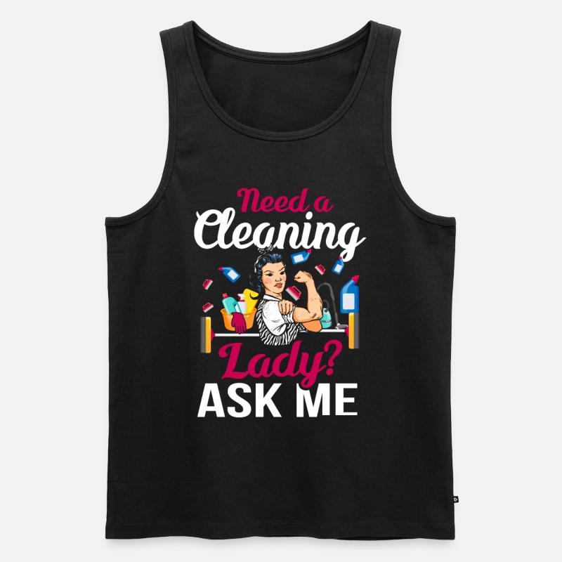 Need A Cleaning Lady - Männer Premium Bio Tank Top - Schwarz