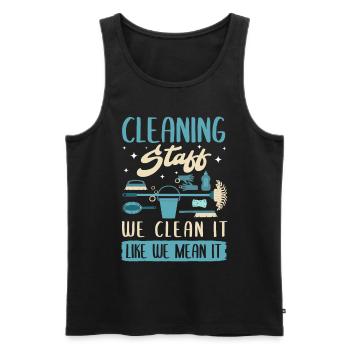 Cleaning Staff - Men's Premium Organic Tank Top - black - Front - AI Model Male 178 light (178cm)