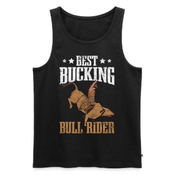 Bull-riding cowboy - Men's Premium Organic Tank Top - black - Front - AI Model Male 178 light (178cm)