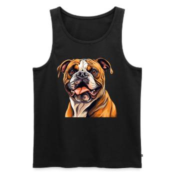 Chien Bouledogue anglais - Débardeur bio Premium Homme - noir - Devant - AI Model Male 178 light (178cm)