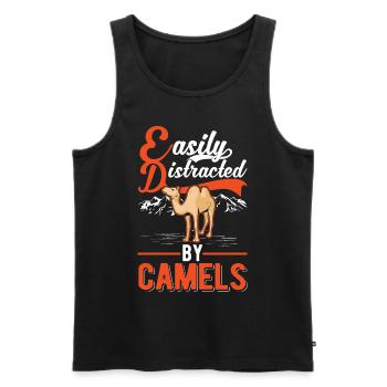 Easily distracted by Camels Big Camel Camel - Men's Premium Organic Tank Top - black - Front - AI Model Male 178 light (178cm)