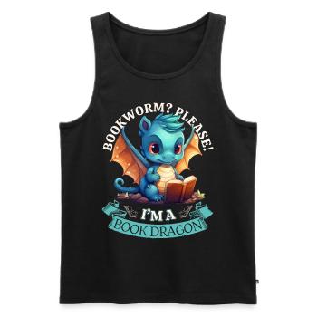 Bücherwurm: "Bookworm? Please! I'm A Book Dragon" - Männer Premium Bio Tank Top - Schwarz - Vorne - AI Model Male 178 light (178cm)