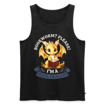 Bücherwurm: "Bookworm? Please! I'm A Book Dragon" - Männer Premium Bio Tank Top - Schwarz - Vorne - AI Model Male 178 light (178cm)