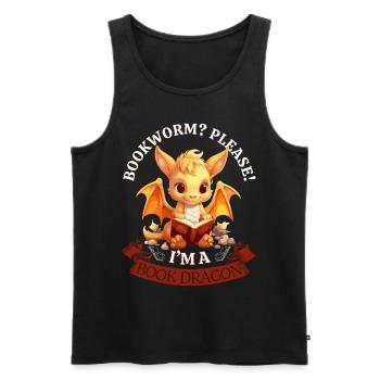 Bücherwurm: "Bookworm? Please! I'm A Book Dragon" - Männer Premium Bio Tank Top - Schwarz - Vorne - AI Model Male 178 light (178cm)