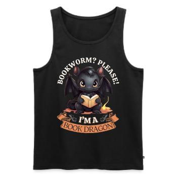 Bücherwurm: "Bookworm? Please! I'm A Book Dragon" - Männer Premium Bio Tank Top - Schwarz - Vorne - AI Model Male 178 light (178cm)