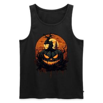 Spooky Halloween Pumpkin - Men's Premium Organic Tank Top - black - Front - Michal (187cm)