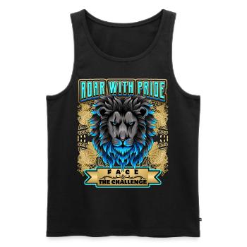 Lion Saying, Lion Head - Men's Premium Organic Tank Top - black - Front - Michal (187cm)