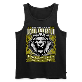 Lion Saying Loyal and Proud, Lion Lion Head - Men's Premium Organic Tank Top - black - Front - Michal (187cm)