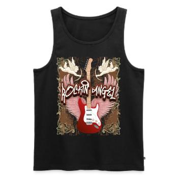 Guitare Guitare électrique, Rock n Roll Dire Ange Chérubins - Débardeur bio Premium Homme - noir - Devant - Michal (187cm)