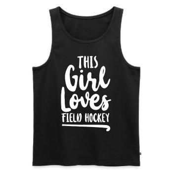 Hockey sur gazon Cette fille aime le terrain - Débardeur bio Premium Homme - noir - Devant - Michal (187cm)